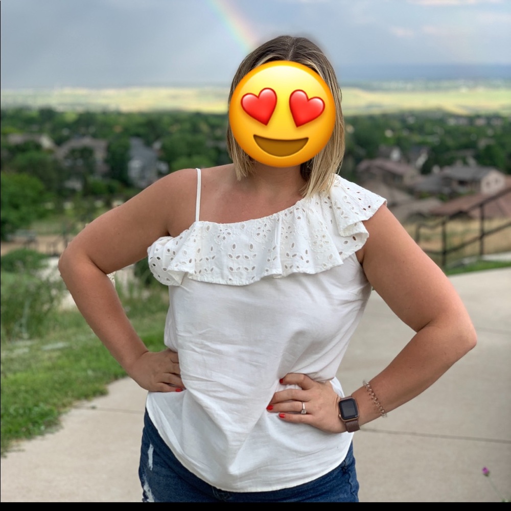 One Shoulder eyelet top